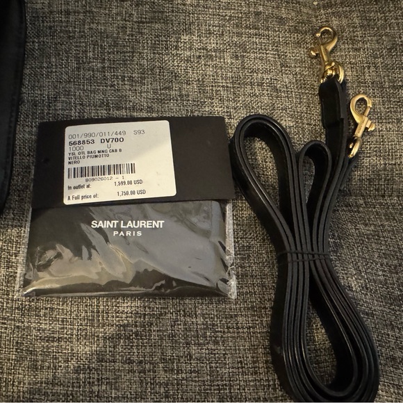 Saint Laurent Black Leather Strap with Gold Hardware - Picture 2 of 5